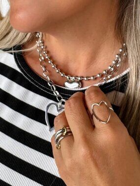 Blakely Silver Heart Ring Adjustable NEW